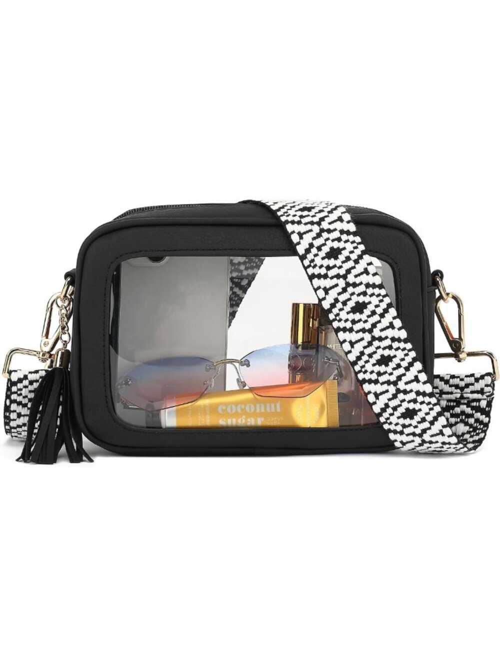 Clear Waterproof Crossbody Bag - Stadium Approved Purse with Adjustable Strap